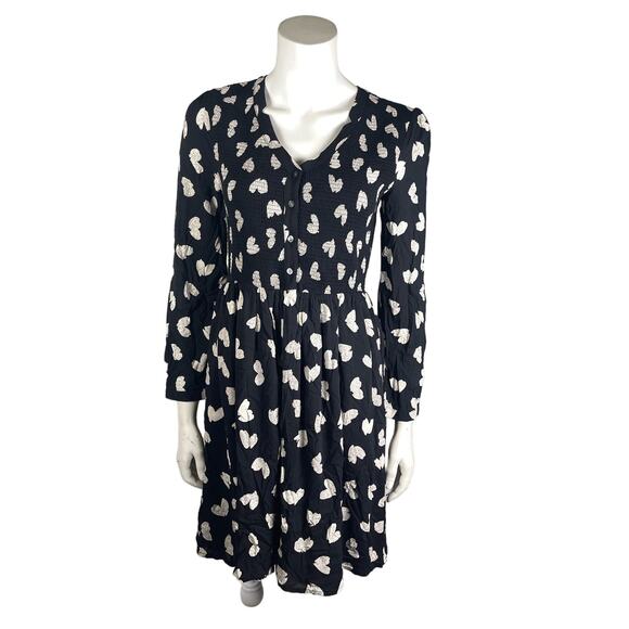 Anthropologie Maeve Banet Heart Dress Women's Small Long Sleeve Smocked Front - Picture 1 of 6
